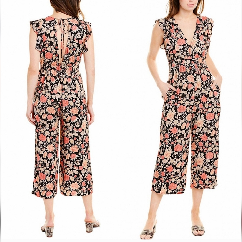Saltwater Luxe Monroe Floral Print Cropped Jumpsuit | Size Small | Like New